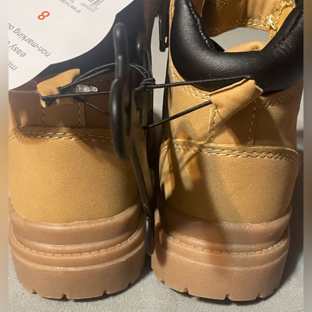 NWT Wonder Nation Tucker Toddler Boys Wheat Hiking Boots Size 8 Memory Foam - Picture 9 of 11